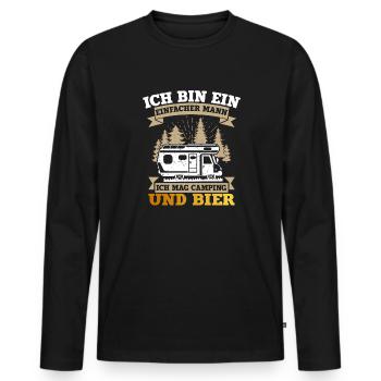 Ich Bin Ein Einfacher Mann Camping Und Bier - Männer Premium Bio Langarmshirt - Schwarz - Vorne - Nico (187cm)