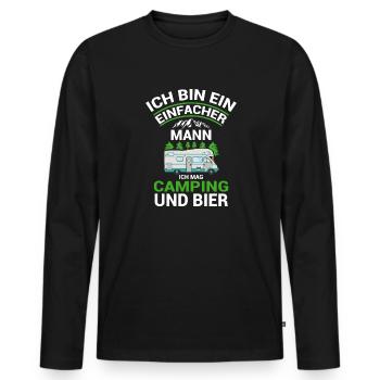 Ich Bin Ein Einfacher Mann Ich Mag Camping Und - Männer Premium Bio Langarmshirt - Schwarz - Vorne - Nico (187cm)