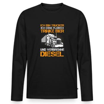 Ich Bin Trucker Esse Fleisch Trinke Bier - Männer Premium Bio Langarmshirt - Schwarz - Vorne - Nico (187cm)
