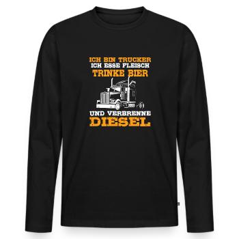 Ich Bin Trucker Esse Fleisch Trinke Bier - Männer Premium Bio Langarmshirt - Schwarz - Vorne - Nico (187cm)