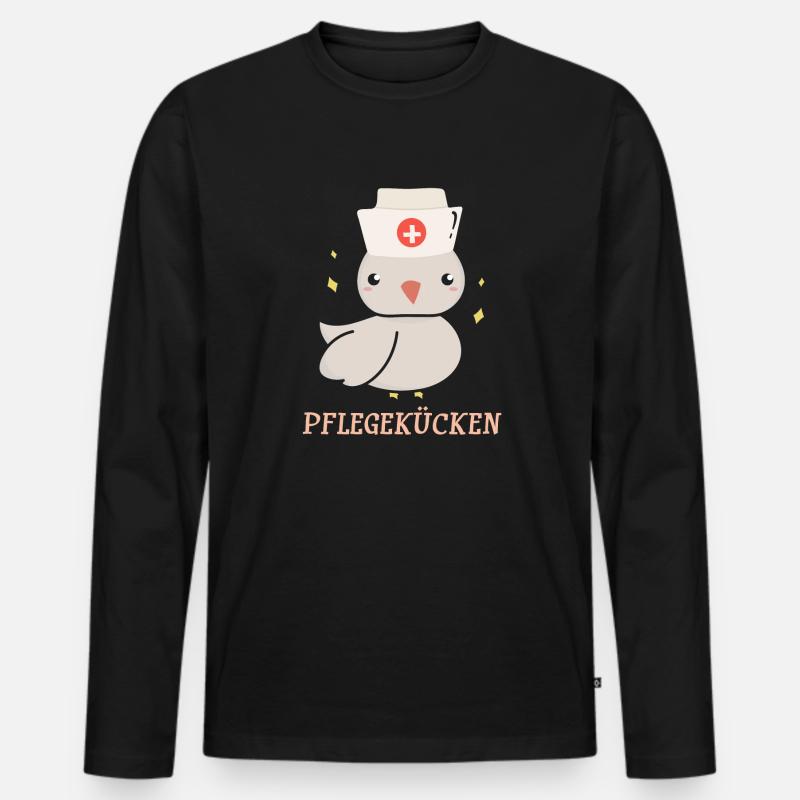 Pflegerin Krankenschwester Pflegerin Pflegekücken - Männer Premium Bio Langarmshirt - Schwarz