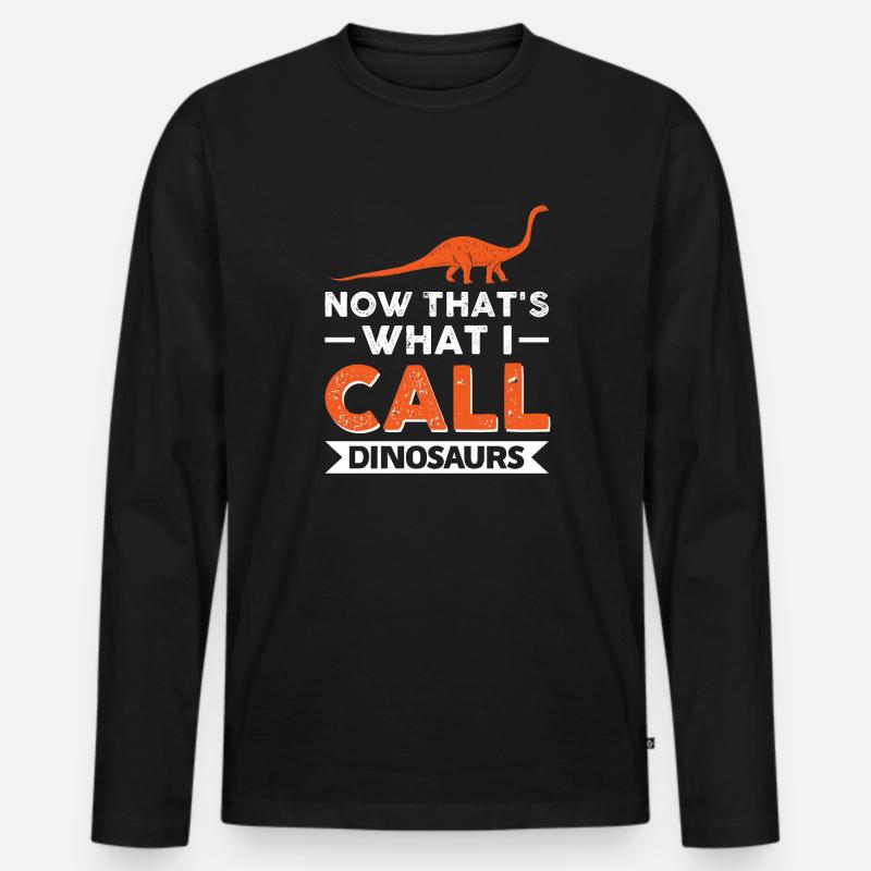 Das nenne ich Dinosaurier - Männer Premium Bio Langarmshirt - Schwarz