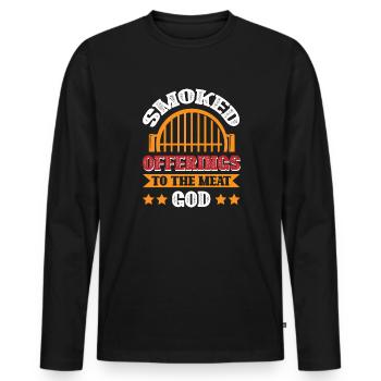 Smoked offerings to the meat god - Men's Premium Organic Long Sleeve Shirt - black - Front - Nico (187cm)