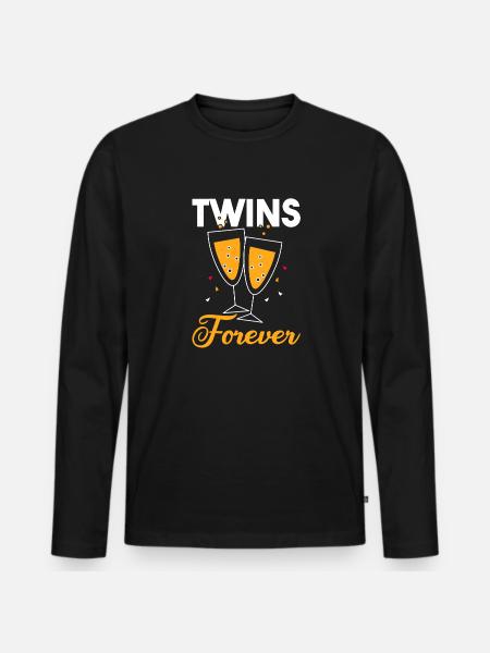 Twin siblings party with glass - Men's Premium Organic Long Sleeve Shirt - black