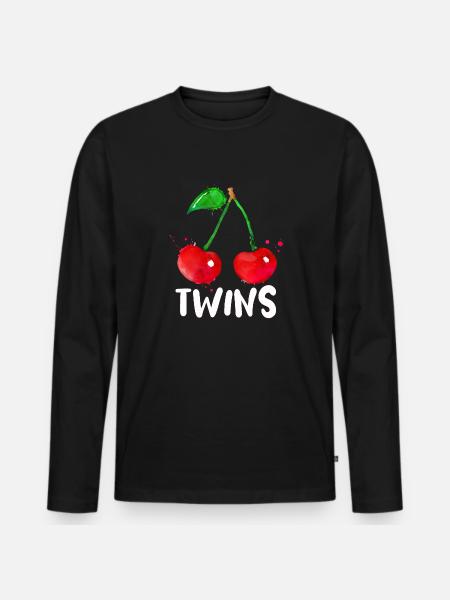 Sour cherries twin siblings design - Men's Premium Organic Long Sleeve Shirt - black
