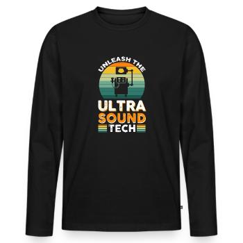 Entfesseln Sie die Ultraschalltechnologie - Männer Premium Bio Langarmshirt - Schwarz - Vorne - Nico (187cm)