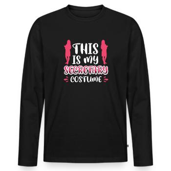 Voici mon costume de secrétaire - T-shirt manches longues Premium bio Homme - noir - Devant - Nico (187cm)