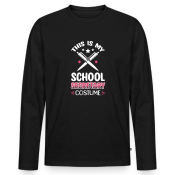 Voici mon costume de secrétaire d’école - T-shirt manches longues Premium bio Homme - noir - Devant - Nico (187cm)