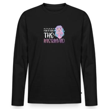 Je le fais pour la sirène - T-shirt manches longues Premium bio Homme - noir - Devant - Nico (187cm)