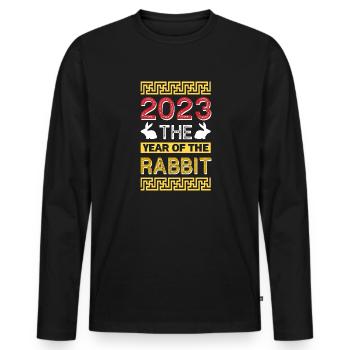 2023 L’année du zodiaque chinois lapin - T-shirt manches longues Premium bio Homme - noir - Devant - Nico (187cm)