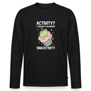 Activité Je pensais que vous vouliez dire grignotation - T-shirt manches longues Premium bio Homme - noir - Devant - Nico (187cm)