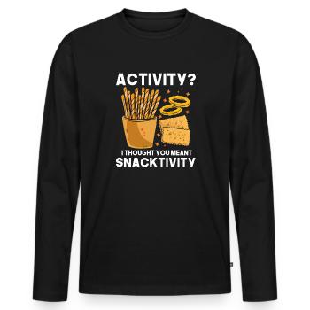 Activité Je pensais que vous vouliez dire grignotation - T-shirt manches longues Premium bio Homme - noir - Devant - Nico (187cm)