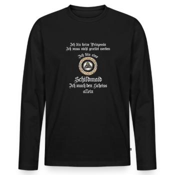Schildmaid Kriegerin | Wikingerin Runen Symbol - Männer Premium Bio Langarmshirt - Schwarz - Vorne - Nico (187cm)