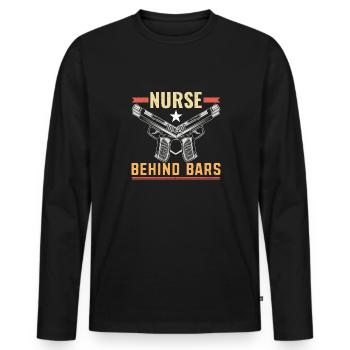 Infirmière derrière les barreaux Prison - T-shirt manches longues Premium bio Homme - noir - Devant - Nico (187cm)