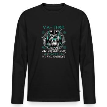 Herren Vathor - Vatertag Vatertagsgeschenk Viking - Männer Premium Bio Langarmshirt - Schwarz - Vorne - Nico (187cm)