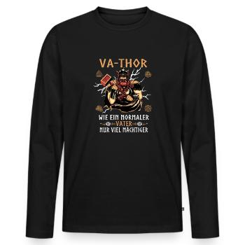 Herren Vathor - Vatertag Vatertagsgeschenk Viking - Männer Premium Bio Langarmshirt - Schwarz - Vorne - Nico (187cm)