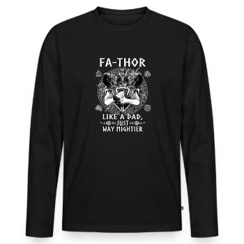 Vathor pour hommes - Fête des pères Cadeau de la fête des pères Viking - T-shirt manches longues Premium bio Homme - noir - Devant - Nico (187cm)