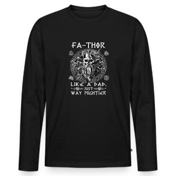Vathor pour hommes - Fête des pères Cadeau de la fête des pères Viking - T-shirt manches longues Premium bio Homme - noir - Devant - Nico (187cm)