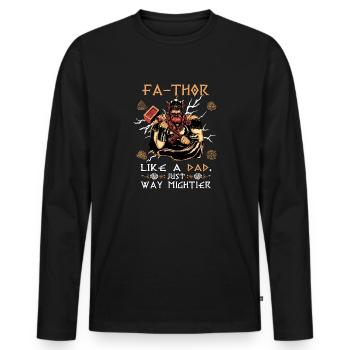 Vathor pour hommes - Fête des pères Cadeau de la fête des pères Viking - T-shirt manches longues Premium bio Homme - noir - Devant - Nico (187cm)