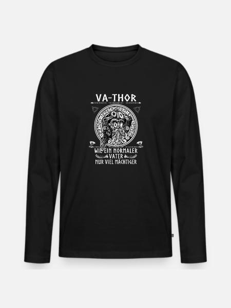 Herren Vathor - Vatertag Vatertagsgeschenk Viking - Männer Premium Bio Langarmshirt - Schwarz