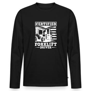 Chariot élévateur - T-shirt manches longues Premium bio Homme - noir - Devant - Nico (187cm)
