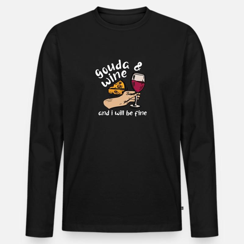 Gouda Käse - Männer Premium Bio Langarmshirt - Schwarz