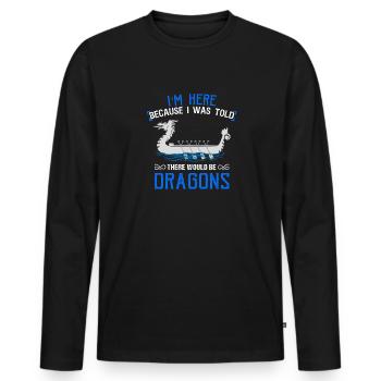 Bateau dragon nordique viking - T-shirt manches longues Premium bio Homme - noir - Devant - Nico (187cm)
