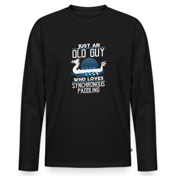 Wikinger nordisch Drachenboot - Männer Premium Bio Langarmshirt - Schwarz - Vorne - Nico (187cm)