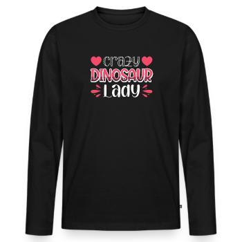 Dame dinosaure folle - T-shirt manches longues Premium bio Homme - noir - Devant - Nico (187cm)