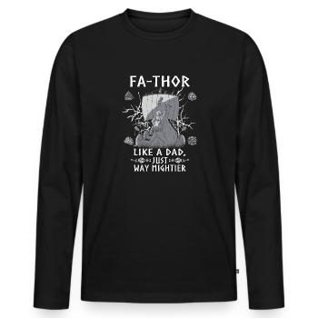 Herren Vathor - Vatertag Vatertagsgeschenk Viking - Männer Premium Bio Langarmshirt - Schwarz - Vorne - Nico (187cm)