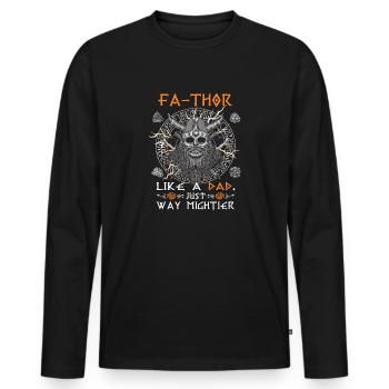 Herren Vathor - Vatertag Vatertagsgeschenk Viking - Männer Premium Bio Langarmshirt - Schwarz - Vorne - Nico (187cm)