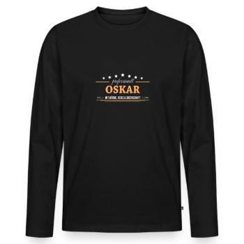 Professionell Oskar Name Vorname - Männer Premium Bio Langarmshirt - Schwarz - Vorne - Nico (187cm)