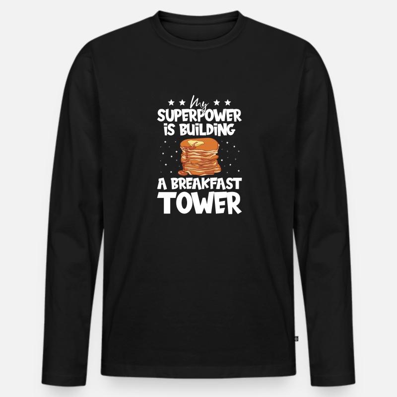 Pancakes - Männer Premium Bio Langarmshirt - Schwarz