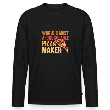 Pizza Baker Make your own pizza - Men's Premium Organic Long Sleeve Shirt - black - Front - Nico (187cm)