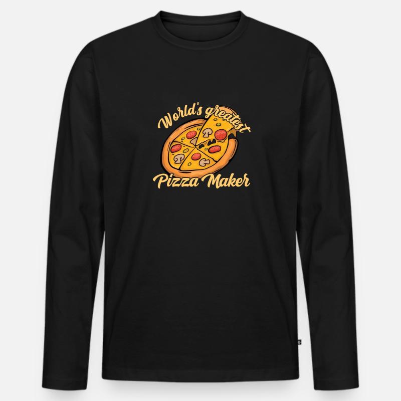 Pizza Bäcker Pizza selber machen - Männer Premium Bio Langarmshirt - Schwarz