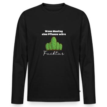 Statement Fucktus Schlecht Gelaunt Kaktus - Männer Premium Bio Langarmshirt - Schwarz - Vorne - Nico (187cm)