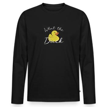 What The Duck - Drôle de canard en caoutchouc Dire - T-shirt manches longues Premium bio Homme - noir - Devant - Nico (187cm)