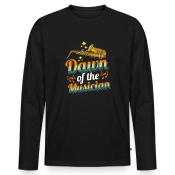Saxophone Dawn of the Musician - Men's Premium Organic Long Sleeve Shirt - black - Front - Nico (187cm)
