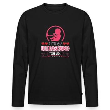Verrückte Ultraschall-Tech-Dame - Männer Premium Bio Langarmshirt - Schwarz - Vorne - Nico (187cm)