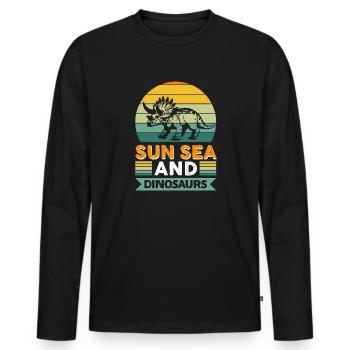 Sun, Sea and Dinosaurs - Men's Premium Organic Long Sleeve Shirt - black - Front - Nico (187cm)