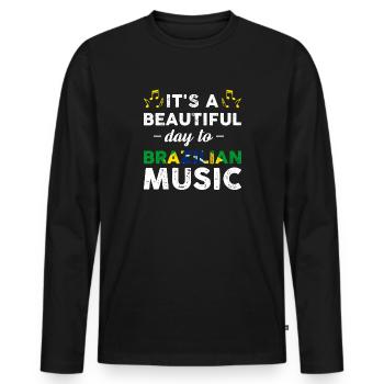 C’est une belle journée pour la musique brésilienne - T-shirt manches longues Premium bio Homme - noir - Devant - Nico (187cm)
