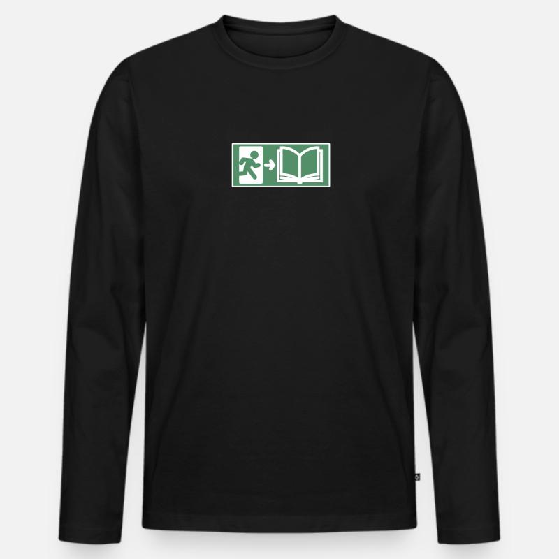 Bücher Lesen Bibliothek Leseratte Bücherwurm Buch - Männer Premium Bio Langarmshirt - Schwarz