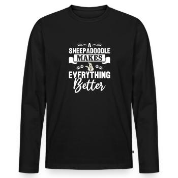 Sheepadoodle Doodle Dog - T-shirt manches longues Premium bio Homme - noir - Devant - Nico (187cm)