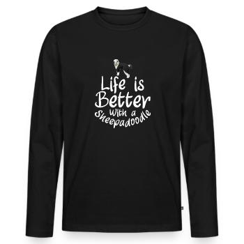 Sheepadoodle Doodle Dog - Men's Premium Organic Long Sleeve Shirt - black - Front - Nico (187cm)