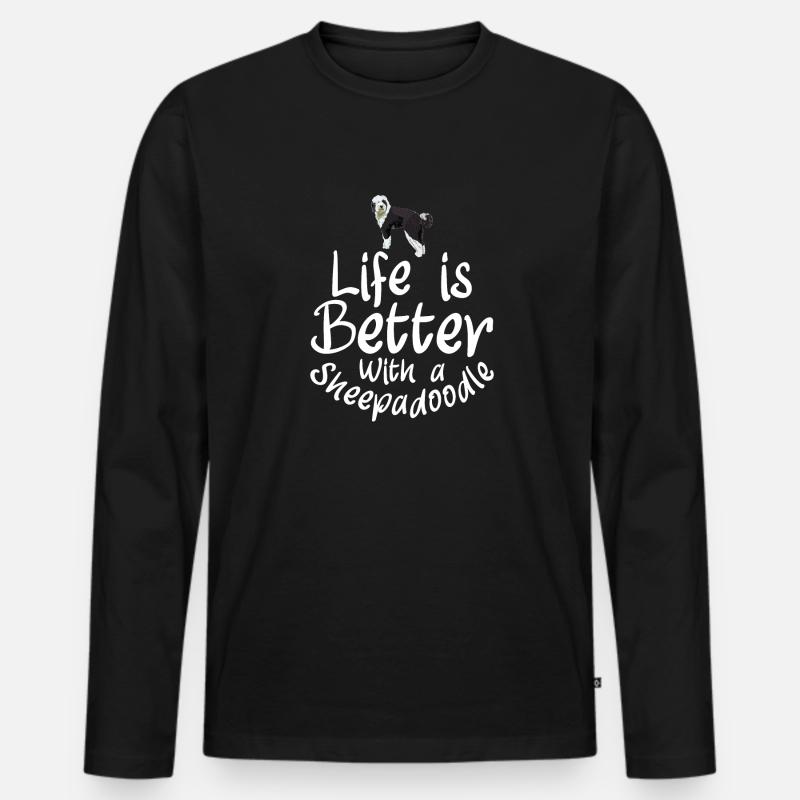 Sheepadoodle Doodle Hund - Männer Premium Bio Langarmshirt - Schwarz