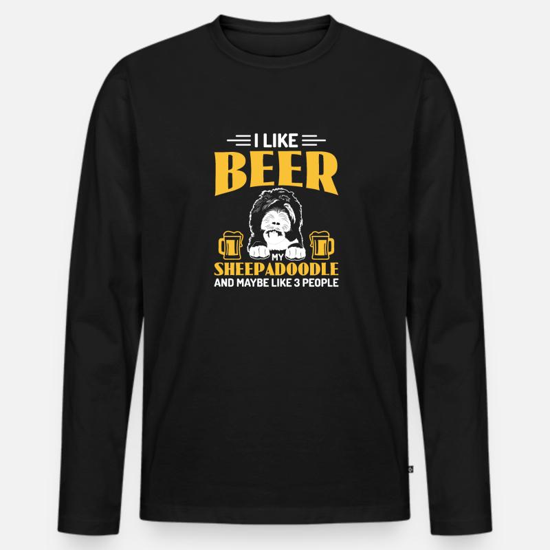 Sheepadoodle Doodle Hund - Männer Premium Bio Langarmshirt - Schwarz