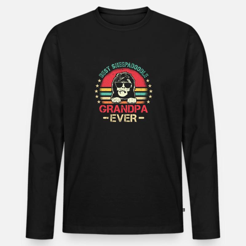 Sheepadoodle Doodle Hund - Männer Premium Bio Langarmshirt - Schwarz