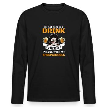 Sheepadoodle Doodle Dog - Men's Premium Organic Long Sleeve Shirt - black - Front - Nico (187cm)