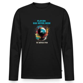 Playing has never been more fun than volleyball - Men's Premium Organic Long Sleeve Shirt - black - Front - Nico (187cm)