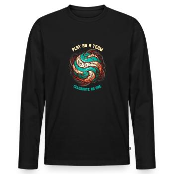 Play as a team Celebrate as a funny volleyba - Men's Premium Organic Long Sleeve Shirt - black - Front - Nico (187cm)